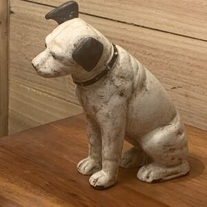 VTG Dept 56 Cast Iron 6" RCA‎ Victor Nipper The Dog Money Coin Bank Glass Eyes
